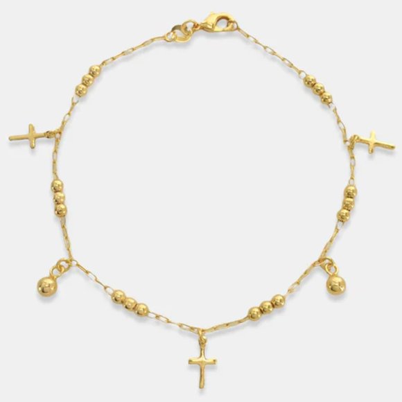 SueSue Jewelry - NEW 14K Gold Filled Cross Ankle Bracelet Anklet